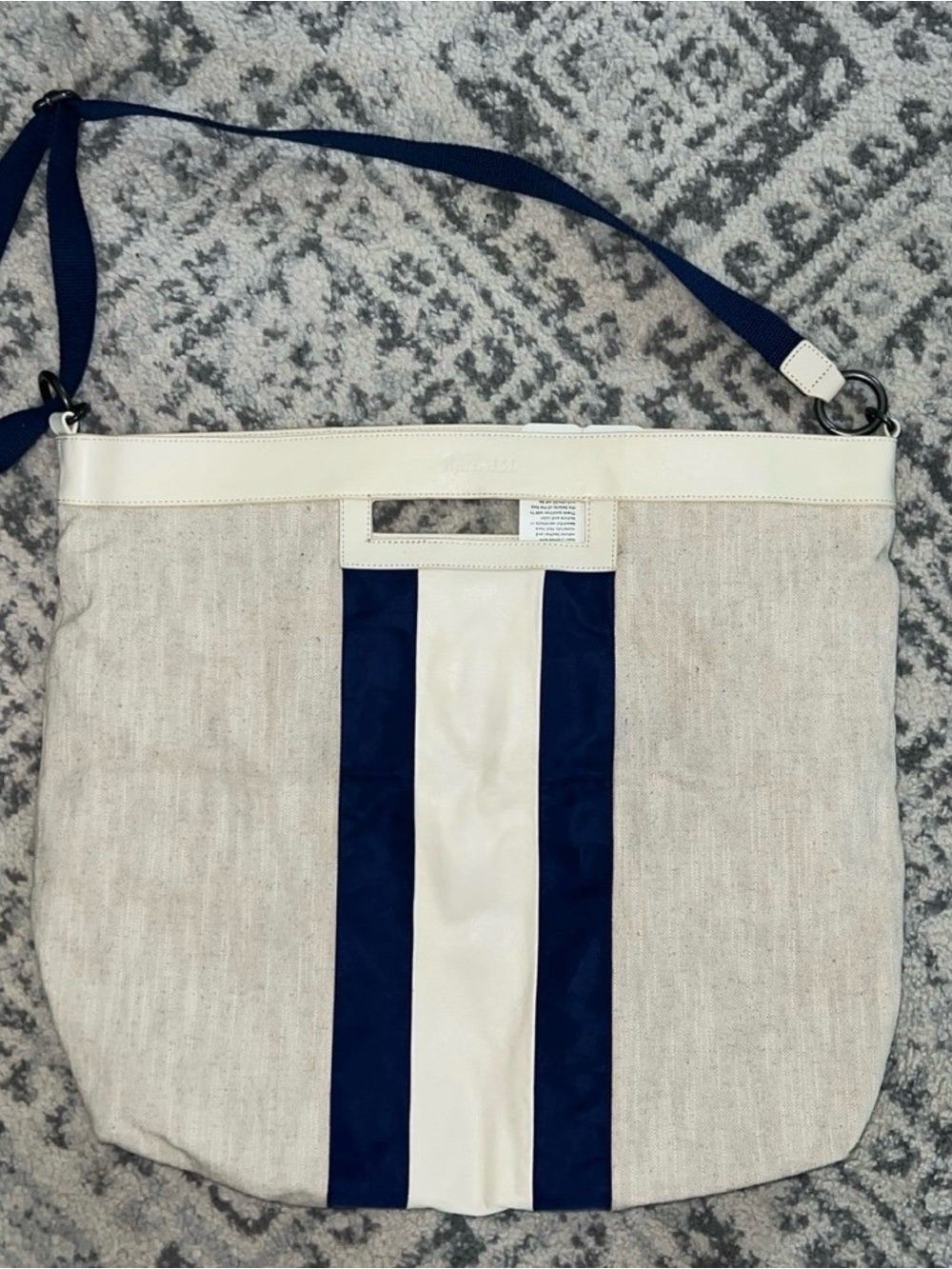 Canvas Crossbody Bag with Navy Stripe - Brand: Splendid